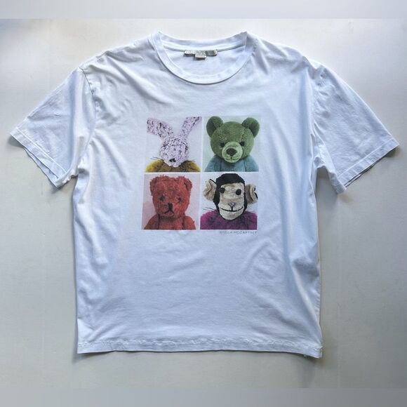 Stella McCartney 4-Square Stuffed Animal Crewneck Cotton T-Shirt Size 44 IT 8 US - Picture 5 of 16